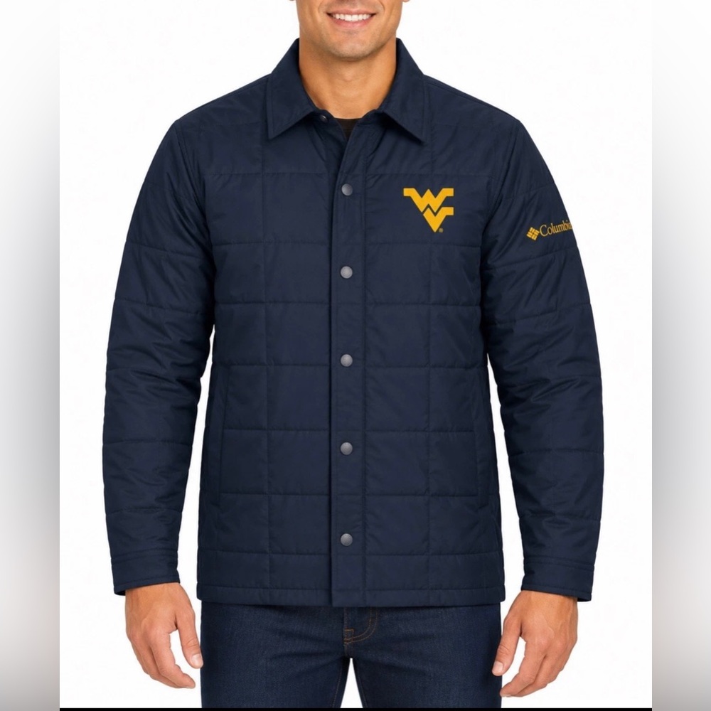 West Virginia Mountaineers Columbia Campus Roam Quilted Shirt Jacket Mens Size L